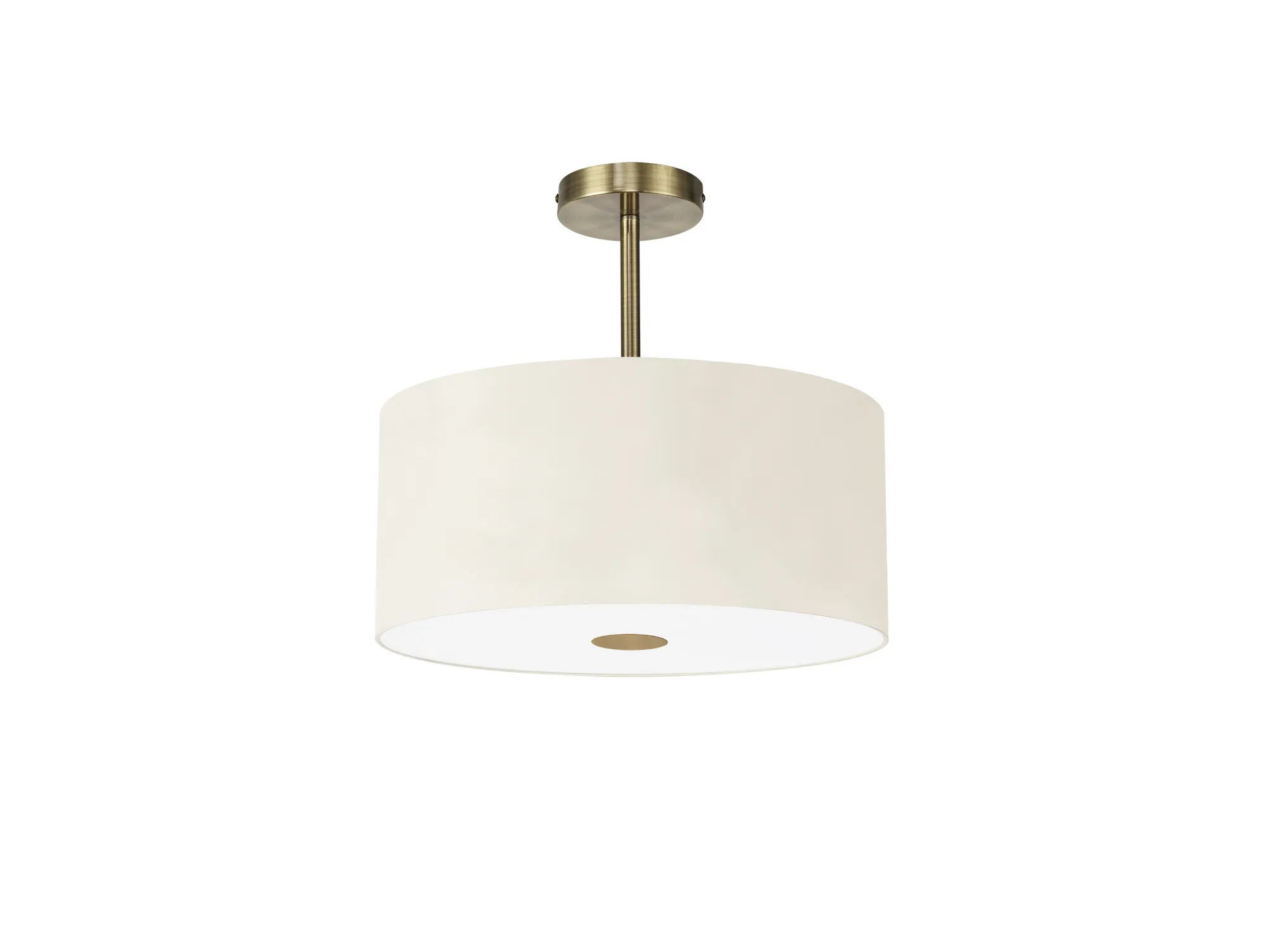 Baymont 40cm Semi Flush Flush 5 Light Antique Brass, Ivory Pearl/White, Frosted Diffuser DK0497  Deco Baymont AB IV